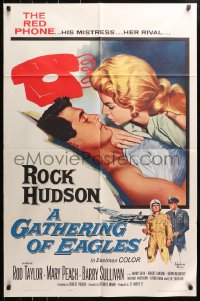 5r377 GATHERING OF EAGLES 1sh 1963 romantic close-up artwork of Rock Hudson & sexy Mary Peach