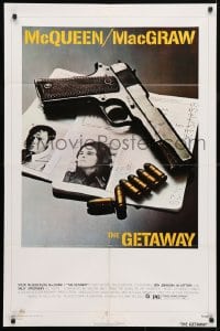 5r380 GETAWAY 1sh 1972 Steve McQueen, McGraw, Sam Peckinpah, cool gun & passports image!