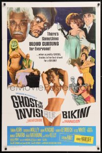 5r381 GHOST IN THE INVISIBLE BIKINI 1sh 1966 Boris Karloff + sexy girls & wacky horror images!