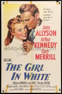 5r384 GIRL IN WHITE 1sh 1952 art of pretty female doctor June Allyson & Arthur Kennedy!
