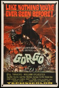 5r396 GORGO 1sh 1961 great artwork of giant monster terrorizing London by Joseph Smith!