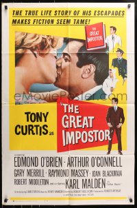 5r399 GREAT IMPOSTOR 1sh 1961 Tony Curtis as Waldo DeMara, who faked being a doctor, warden & more!