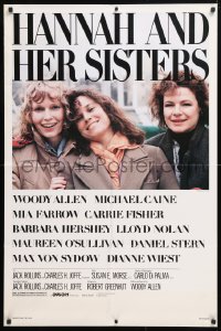 5r408 HANNAH & HER SISTERS 1sh 1986 Woody Allen, Mia Farrow, Carrie Fisher, Barbara Hershey