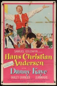 5r409 HANS CHRISTIAN ANDERSEN 1sh 1953 cool montage of Danny Kaye, Zizi Jeanmarie & cast!