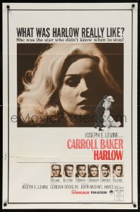5r415 HARLOW 1sh 1965 super close up of Carroll Baker in the title role!