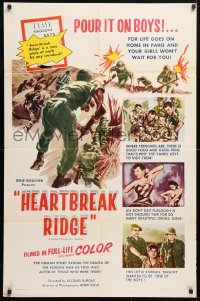 5r420 HEARTBREAK RIDGE 1sh 1955 French soldiers at war in Korea & dancing girls!