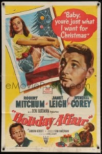 5r436 HOLIDAY AFFAIR 1sh 1949 sexy Janet Leigh is what Robert Mitchum wants for Christmas!