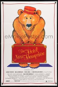 5r449 HOTEL NEW HAMPSHIRE 1sh 1984 Tony Richardson, cute Seltzer art of bellhop bear!