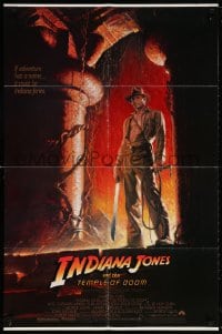 5r465 INDIANA JONES & THE TEMPLE OF DOOM 1sh 1984 of Harrison Ford by Bruce Wolfe, white borders!