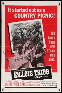 5r495 KILLERS THREE 1sh 1968 Robert Walker, Diane Varsi, AIP, country picnic gone bad!