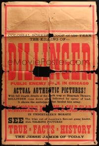 5r496 KILLING OF DILLINGER 1sh 1934 true-life FBI newsreel, the Jesse James of today, ultra-rare!