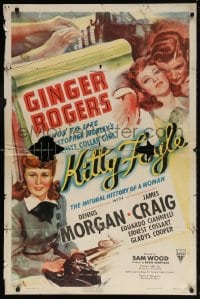 5r504 KITTY FOYLE 1sh 1940 great art of White Collar Girl Ginger Rogers & Dennis Morgan!