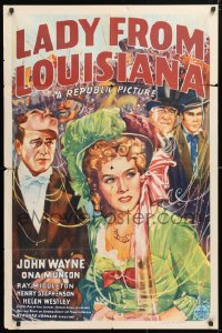 5r507 LADY FROM LOUISIANA 1sh 1941 art of John Wayne & Ona Munson, Mardi Gras in New Orleans!