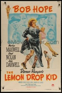 5r524 LEMON DROP KID 1sh 1951 wacky artwork of Bob Hope in drag + sexy Marilyn Maxwell!