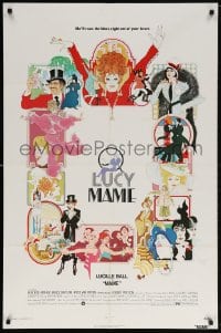 5r567 MAME 1sh 1974 Lucille Ball, from Broadway musical, cool Bob Peak artwork!