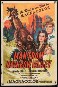 5r572 MAN FROM RAINBOW VALLEY 1sh 1946 cowboy Monte Hale on horse romance Adrian Booth!