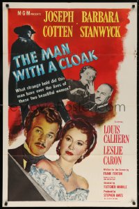 5r587 MAN WITH A CLOAK 1sh 1951 what strange hold did Joseph Cotten have over Barbara Stanwyck!