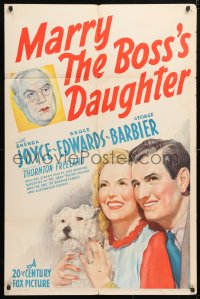 5r605 MARRY THE BOSS'S DAUGHTER 1sh 1941 Fox art of Brenda Joyce w/terrier & Edwards!