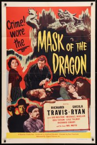 5r613 MASK OF THE DRAGON 1sh 1951 Richard Travis & Sheila Ryan in Korea, crime wore the mask!