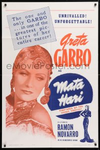 5r617 MATA HARI 1sh R1963 great close-up image of pretty Greta Garbo!