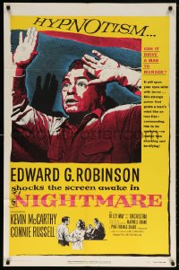 5r671 NIGHTMARE 1sh 1956 cool art of Edward G. Robinson, from the Cornel Woolrich novel!