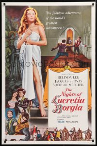 5r672 NIGHTS OF LUCRETIA BORGIA 1sh 1960 full-length art of sexy barely-dressed Belinda Lee!