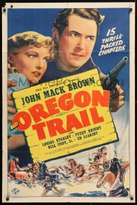 5r684 OREGON TRAIL 1sh 1939 western cowboy Johnny Mack Brown, complete serial, ultra-rare!