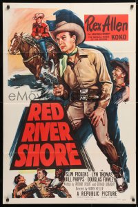 5r737 RED RIVER SHORE 1sh 1953 cool full-length artwork of cowboy Rex Allen pointing gun!