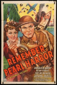 5r741 REMEMBER PEARL HARBOR 1sh 1942 Donald Red Barry & Fay McKenzie are fightin' mad!