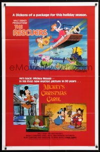 5r743 RESCUERS/MICKEY'S CHRISTMAS CAROL 1sh 1983 Disney package for the holiday season!