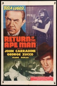 5r745 RETURN OF THE APE MAN 1sh 1944 Bela Lugosi, John Carradine, monster stalks the city streets!