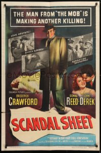 5r776 SCANDAL SHEET 1sh 1952 Sam Fuller, Crawford, blackmail, love nesters, kiss & tell killers!