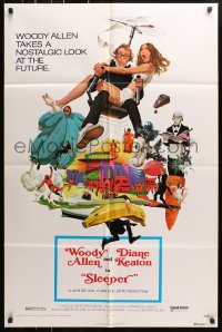 5r808 SLEEPER 1sh 1974 Woody Allen, Diane Keaton, futuristic sci-fi comedy art by McGinnis!