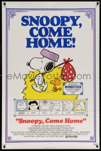 5r813 SNOOPY COME HOME 1sh 1972 Peanuts, Charlie Brown, great Schulz art of Snoopy & Woodstock!