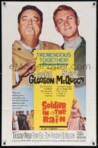 5r815 SOLDIER IN THE RAIN 1sh 1964 close-ups of misfit soldiers Steve McQueen & Jackie Gleason!