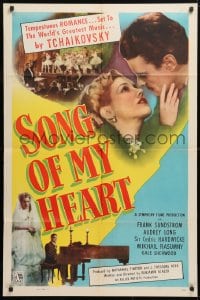 5r818 SONG OF MY HEART 1sh 1948 Frank Sundstrom in romantic bio of Russian composer Tchaikovsky!