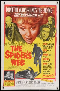 5r821 SPIDER'S WEB 1sh 1961 Glynis Johns, written by Agatha Christie, cool image!