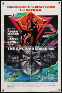 5r826 SPY WHO LOVED ME 1sh 1977 great art of Roger Moore as James Bond by Bob Peak!