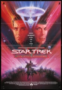 5r835 STAR TREK V int'l 1sh 1989 The Final Frontier, art of William Shatner & Nimoy by Bob Peak!