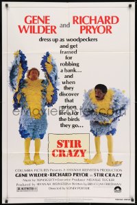 5r843 STIR CRAZY 1sh 1980 Gene Wilder & Richard Pryor in chicken suits, directed by Sidney Poitier!