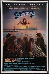 5r858 SUPERMAN II studio style 1sh 1981 Christopher Reeve, Terence Stamp, great image of villains!