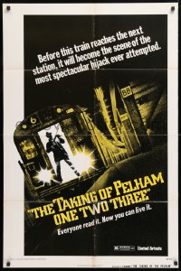 5r867 TAKING OF PELHAM ONE TWO THREE advance 1sh 1974 subway train hijacking, cool art!