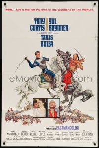 5r871 TARAS BULBA style B 1sh 1962 Tony Curtis & Yul Brynner clash, epic war art by Frank McCarthy!