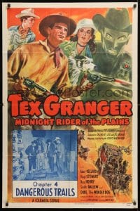 5r880 TEX GRANGER chapter 4 1sh 1947 cool western serial, Dangerous Trails, Glenn Cravath art!