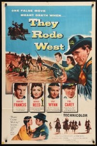5r883 THEY RODE WEST 1sh 1954 Robert Francis, May Wynn, Donna Reed, one false move meant death!