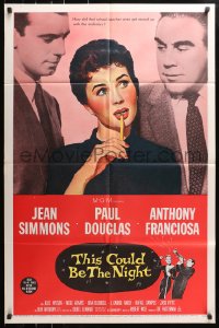 5r887 THIS COULD BE THE NIGHT 1sh 1957 Jean Simmons between Paul Douglas & Anthony Franciosa!