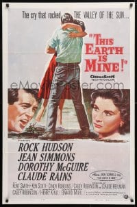 5r888 THIS EARTH IS MINE 1sh 1959 Rock Hudson, Jean Simmons, Dorothy McGuire, Claude Rains!