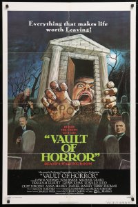 5r925 VAULT OF HORROR 1sh 1973 Tales from the Crypt sequel, cool art of death's waiting room!