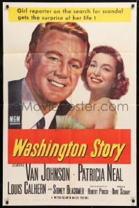 5r943 WASHINGTON STORY 1sh 1952 great close up image of Van Johnson & Patricia Neal!