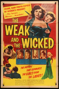 5r946 WEAK & THE WICKED 1sh 1954 bad girl Diana Dors, strips bare raw facts of women in prison
